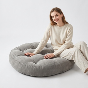 Round Seat <b>Cushion</b> Solid Gray Quilted Polyester Cotton Filling Pressure Relief Chair Pad for Buttocks Support - Product Image 1
