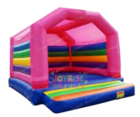 Château gonflable commercial en PVC rose arc-en-ciel 13x13 pieds, structure de saut colorée