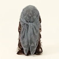 Mode modeste couleur unie Floral brodé carré dentelle Hijab Dubaï turc musulman islamique femmes Rose Hijab châle