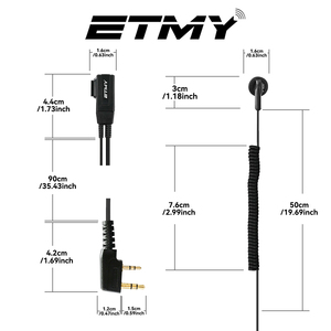 Écouteur ET-ERPA30J 0,35 mm à 2 broches avec PTT pour radios portables TK-2107 TK-3107 TK-2207 TK-3207 TK-2360 UV-5R UV-82 BF-888S - Product Image 2