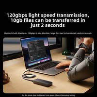 Câble de données double tête Thunderbolt 5 Type-C L703, 80 Gbit/s haute vitesse, 240 W de puissance maximale, PD 3.1, projection d'écran, audio et vidéo