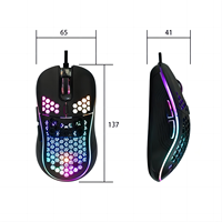 Mouse Gaming Umila Ringan Model Sarang Lebah Warna Hitam Optik RGB Berkabel USB Dapat Diprogram Ergonomis DPI Tinggi untuk Kedua Tangan Tersedia