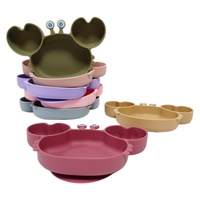 Vaisselle en Silicone en forme de crabe de dessin animé assiette à dîner en Silicone sans BPA avec ventouse