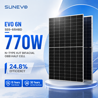 Module solaire bifacial Sunevo 700W 750W 770W N-Type HJT avec une efficacité de 24,8 % et des demi-cellules 0BB pour centrale solaire utilitaire