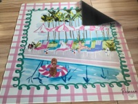 Tapis de jeu antidérapant en caoutchouc pour Mahjong américain, Poker et Domino, motif chien mignon, 31,5"x31,5", idéal pour les fêtes sur la plage - Vente en gros