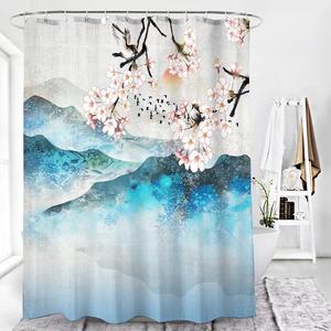 Cortina de <span class=keywords><strong>ducha</strong></span> de baño de plantas tropicales verdes impresas en 3D Pantalla de baño de poliéster impermeable con diseño de hoja de impresión Digital - Product Image 2