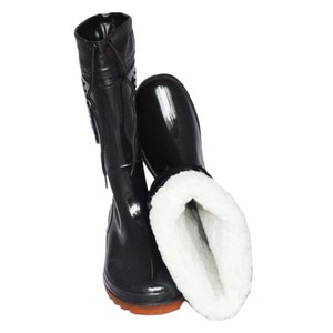 Botas de lluvia negras a media pantorrilla con suela antideslizante para trabajo y uso al aire libre - Product Image 4