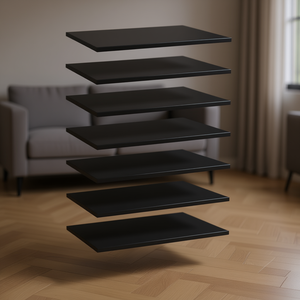 Panneaux de bibliothèque noir brillant 23,6x15,7x0,6 po en bois composite, design minimaliste, multicouche, noyau massif - Product Image 2