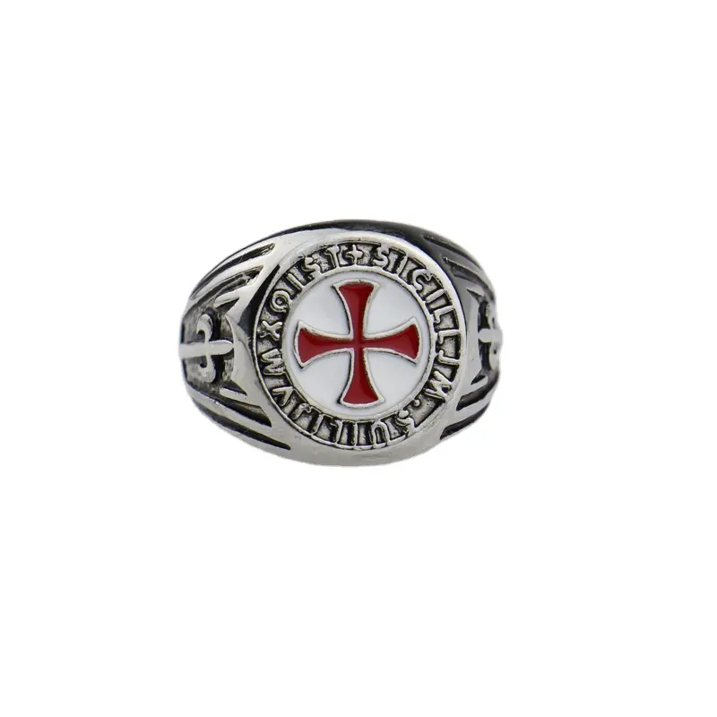 เครื่องประดับแฟชั่นสแตนเลสเกมคอสเพลย์ Templar ข้ามแหวนเคลือบสำหรับผู้หญิง