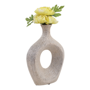 Vaso in Ceramica Ovale con Ritagli, Alto, Moderno, Decorazione per Soggiorno, Ufficio, Tavolo - Product Image 2