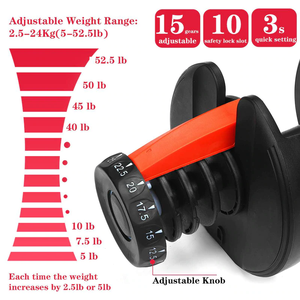 Mancuernas Ajustables <span class=keywords><strong>de</strong></span> 24 kg con Logotipo Personalizado, Juego <span class=keywords><strong>de</strong></span> Mancuernas <span class=keywords><strong>para</strong></span> <span class=keywords><strong>Ejercicio</strong></span> y Desarrollo Muscular - Product Image 4