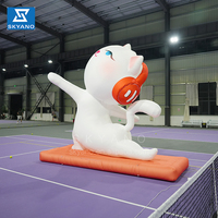 Chat de dessin animé gonflable pratiquant le yoga Gonflable 3D Dessin animé Poupée Publicité sculpture