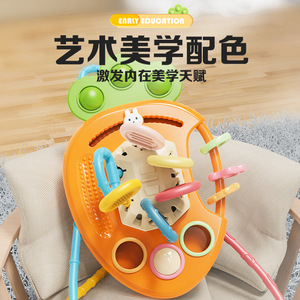 Juguete mordedor con forma de fruta para bebés, con anillos y cucharas para bebés de 0 a 24 meses, juguete educativo masticable suave de plástico - Product Image 4