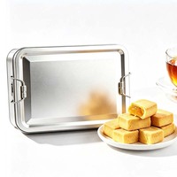 Boîte en étain rectangulaire personnalisée pour tiramisu, qualité alimentaire, facile à transporter avec fermeture, boîte à gâteau réutilisable, boîte à biscuits, chocolat, café, boîte cadeau