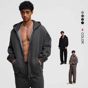 Sudadera con capucha vintage con impresión personalizada de alta calidad, ropa informal, sudaderas con capucha bordadas con cremallera y logotipo personalizado - Product Image 1