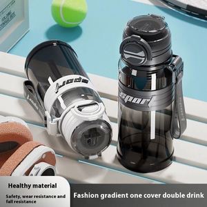 New 800ml Double <b>Drink</b> Plastic Water Bottle Summer Handle Portable Straw Cup for Outdoor Cycling Sports Coated Style <b>Hot</b> Thermal - Product Image 4