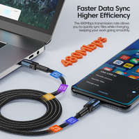 Cable de Carga Rápida Toocki PD de 60 W, Cable USB-C de Aleación de Aluminio con Sincronización de Datos de Alta Velocidad para Cargar Computadoras Portátiles, Tabletas y Teléfonos