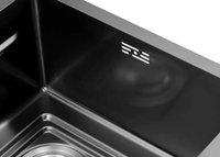 Évier de cuisine en acier inoxydable noir avec robinet cascade, robinet extractible et accessoires multifonctions