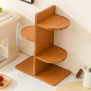 Multi Layer <b>Storage</b> Rack 4 Tier Wooden Desk Organizer For <b>Kitchen</b> Coffee Cup Holder Living Room Office Shelf <b>Unit</b> - Product Image 4