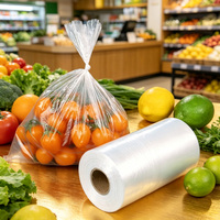 Rouleau de film plastique d'emballage personnalisé avec logo, sac à fruits, rouleau de film transparent, emballage en plastique transparent, sacs d'emballage pour légumes