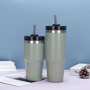 Gobelet de voyage isotherme sous vide 20oz 30oz pour voiture avec couvercle, paille et base antidérapante, pour boissons chaudes et froides en conduite - Product Image 1