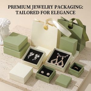 Set di Scatole per Gioielli con Logo Personalizzato e Borsa Abbinata, Confezione Regalo in Cartone Rigido per Anelli e Collane, Vendita all'Ingrosso - Product Image 1