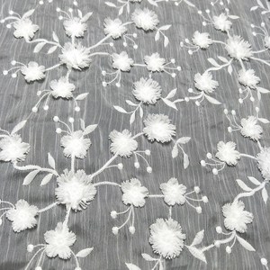 2019 blanco vestido de boda flor bordado netos de encaje francés de 3d para novia - Product Image 4