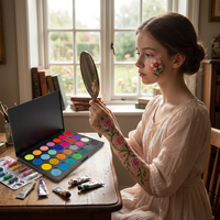 Peinture professionnelle pour le visage et le corps de couleur mélangée Maquillage pour les yeux activé par l'eau Palette de peinture lavable Palette de fards à paupières naturels