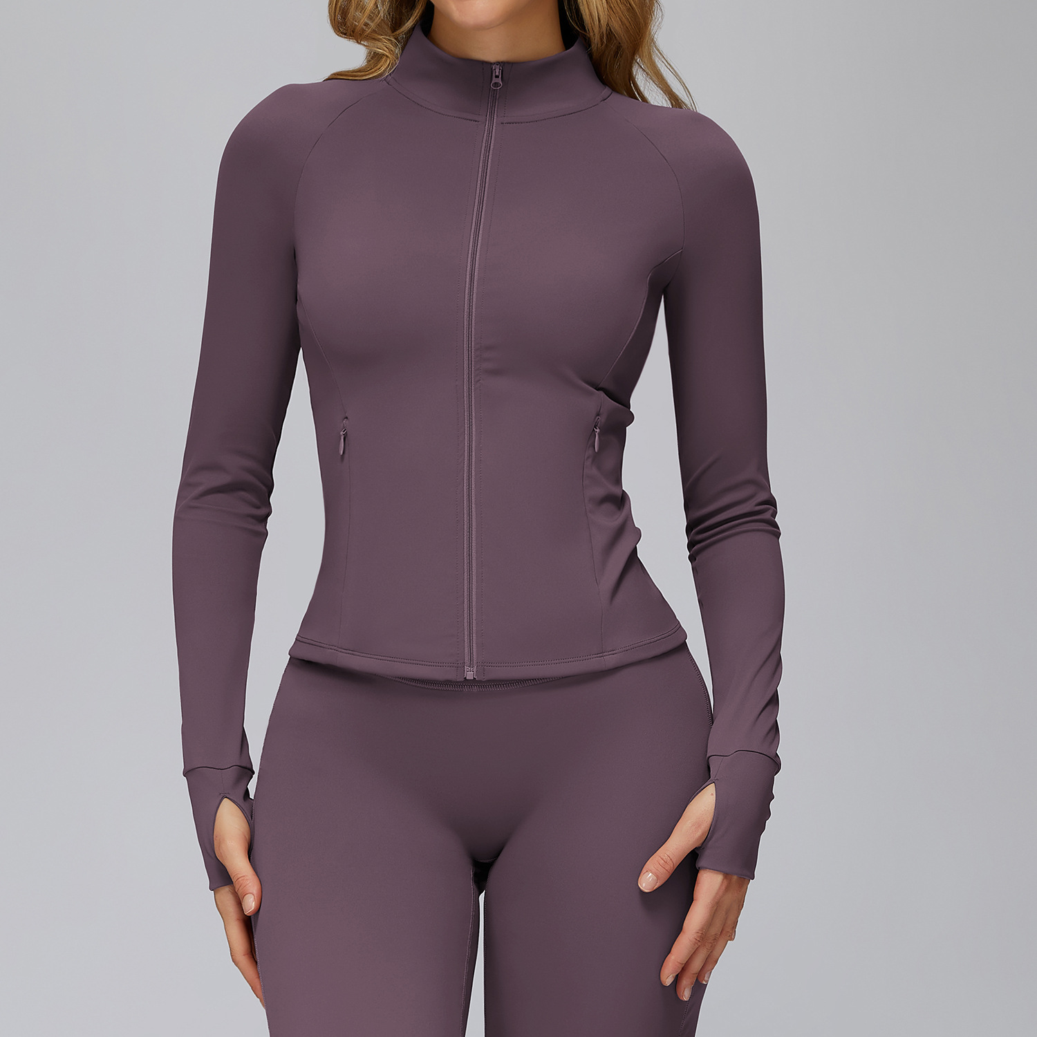 Wholesale Custom Logo Women's Fitness Sports Zipper Jacket with Collar Long Sleeved Slimming Running Gear Quick Dry Yoga Top
