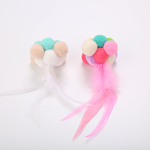 Handmade Eco-Friendly Colorful Polyester & Feather Elastic Bell Ball <b>Interactive</b> <b>Cat</b> <b>Toy</b> for Movement Play - Product Image 5