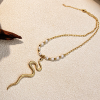 Collier tendance en acier inoxydable avec chaîne maille croisée, pendentif serpent, croix et éclair au motif unique, unisexe