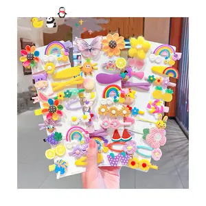Horquilla de arcoíris para niña, conjunto de pinzas para el pelo de dibujos animados, accesorios para niño, 14 unids/set