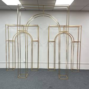 LANJO Customized Luxury Gold-Plated Metal Arch <b>Backdrop</b> <b>Stand</b> for Indoor Weddings Durable Wedding Floral Display - Product Image 5