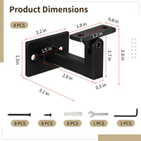 Kit de supports de main courante pivotants à 90 degrés, en acier robuste, pour montage mural, supports de main courante d'escalier réglables pour bois