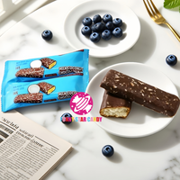 Barres de chocolat halal personnalisées en gros, collation pour enfants, biscuits gaufrettes enrobées de chocolat au lait et de noix de coco râpée