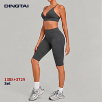 Ensemble de yoga brossé Dingtai pour femmes avec soutien-gorge de sport rembourré et short, séchage rapide pour la gym et la course à pied