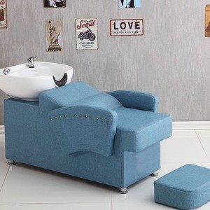 Fauteuil de coiffure inclinable XMSL avec bac en céramique, repose-pieds et revêtement en cuir artificiel - Product Image 1