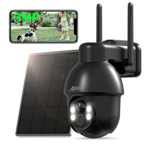 Caméra solaire sans fil WiFi 360 <span class=keywords><strong>ANRAN</strong></span> <span class=keywords><strong>5MP</strong></span> °   Caméra PTZ extérieure IP65 étanche avec détection de mouvement, vision nocturne couleur et stockage dans le cloud - Product Image 1