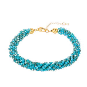 Pulsera de Cristal Natural Trenzado de 4 Filas Azul WENCHI, Elegantes Brazaletes Modelo TWB813 - Product Image 4