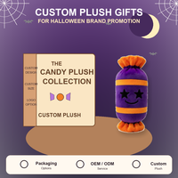 Peluche Sucette d'Halloween Personnalisée, Douce et Rembourrée, à Rayures, avec Yeux Étoilés, Cadeau Sucré, Décoration de Fête, Faible MOQ, OEM ODM