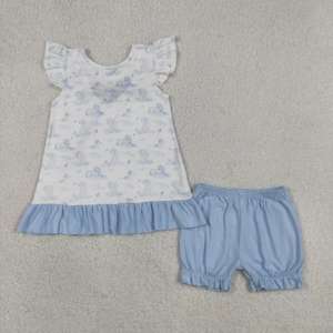 RTS Boutique Casual Dog Print <b>Big</b> <b>Bows</b> Sister Girls Clothing Sets Summer Breathable New Designs Clothes - Product Image 3