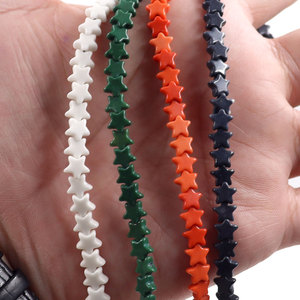 Pietra naturale a forma di cuore e stella perline sfaccettate bianco nero verde arancio 6*6mm perlina di pietra di ossido di anione per la creazione di gioielli - Product Image 4