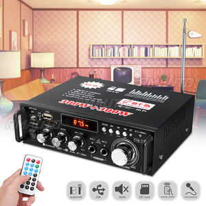 Amplificateur audio de voiture 12/220V 600W 2 canaux avec écran LCD numérique HIFI, amplificateur de puissance Bluetooth FM pour voiture et maison, subwoofer avec télécommande - Product Image 1