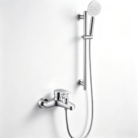 Ensemble de robinetterie de douche thermostatique en acier inoxydable brossé 304 avec poignée unique, douchette à main à disque céramique, barre coulissante et jet doux