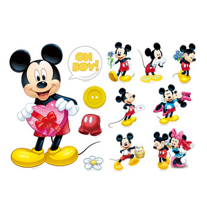Autocollants muraux Minnie Mouse en PVC imperméable, décoration de chambre d'enfant, thème de la Saint-Valentin, forme irrégulière, autocollants plats - Product Image 3
