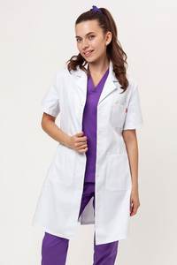 Vente en gros uniformes d'infirmière à manches courtes anti-boulochage, blouses de laboratoire blanches pour étudiants et médecins, blouses blanches pures - Product Image 4