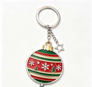 Porte-clés en métal en forme de boule de Noël, porte-monnaie émaillé, porte-clés personnalisé avec logo, accessoire cadeau - Product Image 2