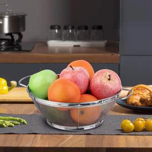 Cestelli Scolapasta in Acciaio Inossidabile con Manici e Base <span class=keywords><strong>di</strong></span> Appoggio per Scolare, Lavar o Cuocere a Vapore - Product Image 6