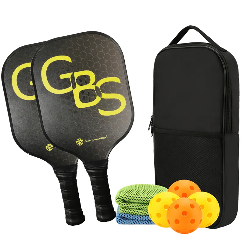 Op Maat Gemaakte En Gladde Aluminium Honingraatkern Pickleball Paddle Pickleball Peddels Set Van 2 Met Vier Pickleballs