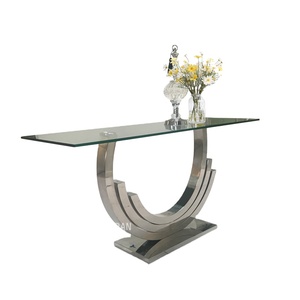 Table <span class=keywords><strong>console</strong></span> de couloir sur mesure en <span class=keywords><strong>marbre</strong></span> travertin <span class=keywords><strong>noir</strong></span> avec plateau en acier inoxydable rose gold - Product Image 1